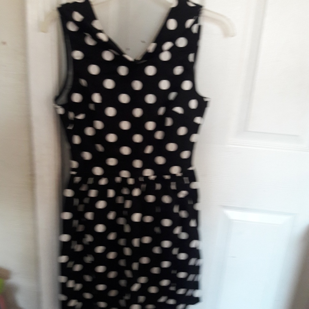 🌻Black and white polka dot tank skater dress